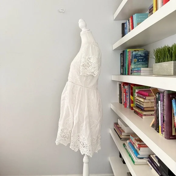 Spell White Embroidered Lace Mini Dress Medium - Picture 6 of 16